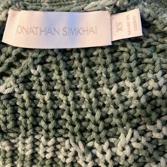 Jonathan Simkhai Adeline Crochet Sleeve V-Neck Cardigan Grandpa Sweater - Picture 8 of 9